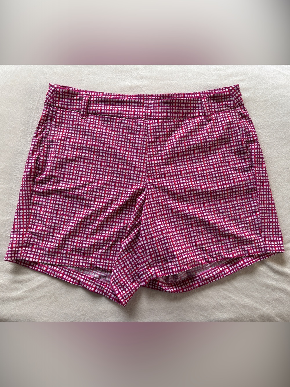 SPANX Magenta Grid-Pattern Athletic Shorts